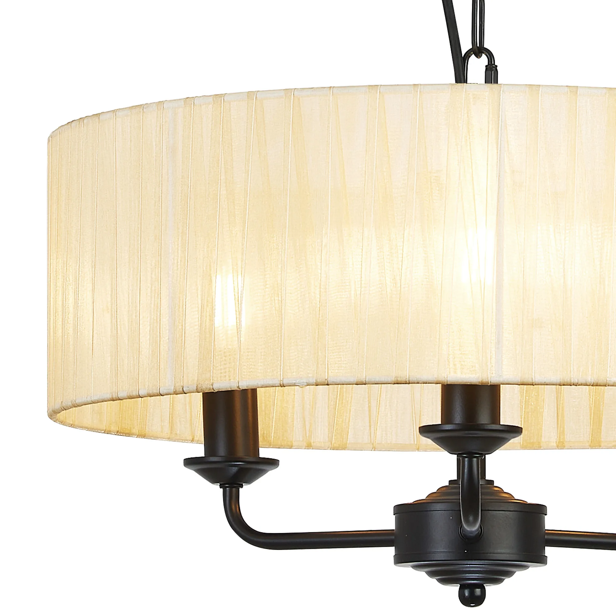 Banyan 45cm 3 Light Pendant Matt Black, Cream DK1025  Deco Banyan MB CR